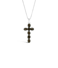 Load image into Gallery viewer, Silver Smoky Quartz Cross Pendant