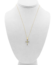Load image into Gallery viewer, 14K Rose Gold w/Multi-colored Sapphires Cross Pendant