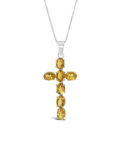 Load image into Gallery viewer, Silver Citrine Cross Pendant