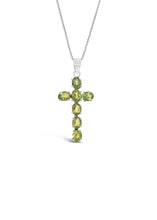 Load image into Gallery viewer, Silver Peridot Cross Pendant