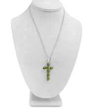 Load image into Gallery viewer, Silver Peridot Cross Pendant