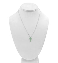 Load image into Gallery viewer, Paraiba Tourmaline set in 14K White Gold Cross Pendant