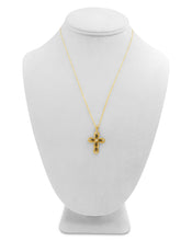 Load image into Gallery viewer, 14K Yellow Gold Cross Pendant w/Blue Sapphires and Diamonds