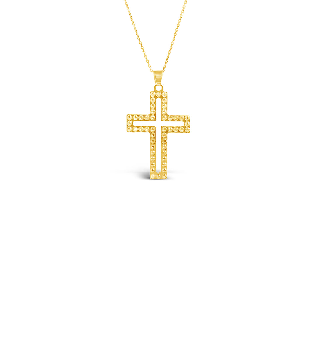 14K Yellow Gold Embossed Cross Pendant